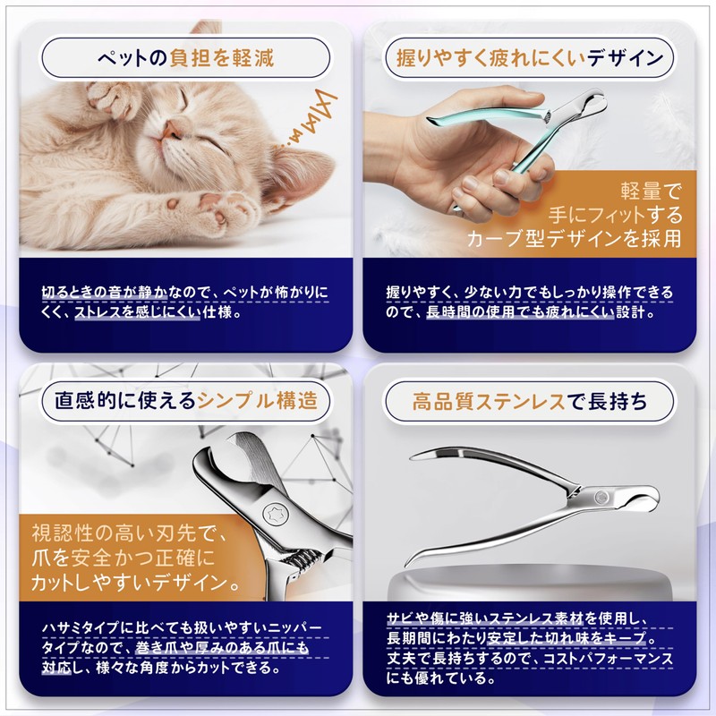 Petner Nail Clippers for Pets, Veterinarian Supervised, Nipper-shaped Nail Clippers,