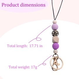 Nurse Teacher Breakaway Lanyard for Keys ID Badges Holder with Lanyard for Women Purple Silicone Beaded Lanyard for Women Breakaway Lanyards for Women Teachers Cute Boho Lanyard for Teacher Student