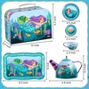 JOYIN Mermaid Tea Party Set for Little Girls, Pretend Tin