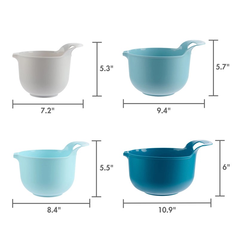 Unbranded 4 Piece Nesting Plastic Mixing Bowl Set with Pour