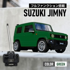 RC Suzuki Jimny Green with LED Light, Off-Road Capable Radio Control Car, Gift for Adults and Children, Wireless Operation, Remote Control Car Model, Hobby
