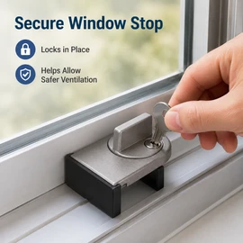 Sliding Window Safety Lock for Childproofing – No-Drill Adjustable Stopper for Doors & Home Ventilation