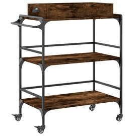 Dyncan Vintage-Inspired Kitchen Trolley for Enhanced Storage and Style, Sturdy Engineered Wood with Steel Frame, Smoked Oak Finish