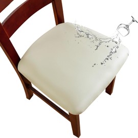 Genina Waterproof PU Leather Seat Covers for Dining Chairs,Chair Seat Covers Set of 6, Stretchable Dining Room Chair Seat Covers for Chair Protector Slipcover for Kitchen