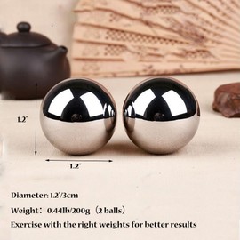 Tianigo Stainless Steel Baoding Balls Set, 1.2 Inches Chinese Health Balls, Metal Stress Relief Hand Massage Balls No Chime for Hand Exercise, Hands Therapy