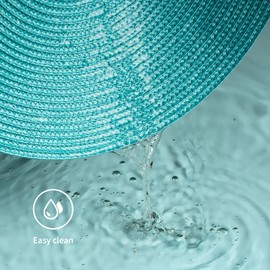 FunWheat Round Braided Placemats Set of 8 Place Mats for Dining Table Woven Washable Non-Slip Table Mats 15 Inch(Turquoise,8pcs)