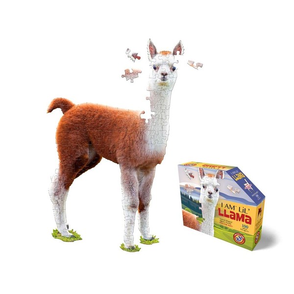Madd Capp Puzzles Jr. - I AM Lil’ Llama - 100 Pieces - Animal Shaped Jigsaw Puzzle