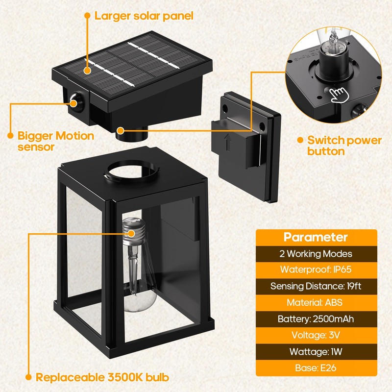 GOODEA 2 Pack Solar Wall Lights Outdoor Waterproof with Motion
