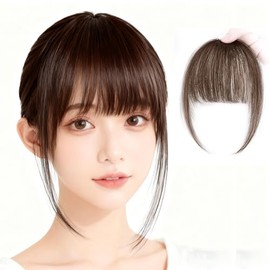 Light Brown Bangs Wig, Part Thorl, Hairpiece, Top of the Cap, Point Wig, No Barre, Easy Arrangement, Small Face Effect, Thin, Female Face, One Touch, Hair Extension, Hair Extension, Women's, Daily Wig