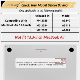 MecBevia Compatible with MacBook Air 13.6 inch Case, M4 A3240/M3 A3113/M2 A2681 (Released 2025 to 2022), Hard Shell, Keyboard Cover, Screen Protector, Webcam Cover & Type-C Adapter, Astronauts Stars