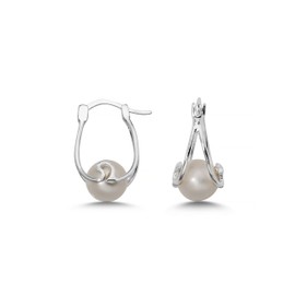 Cassini Women's Earrings with White Pearl, Earrings Made of 925 Sterling Silver, Pearl Earrings Highly Polished 3CSP, Sterling Silver
