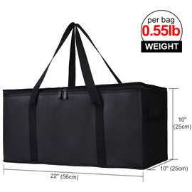 Bodaon Insulated Food Delivery Bag, 22" x 10" x 10" Insulated Pizza Delivery Bags for Hot/Cold Food, Black, 1-Pack