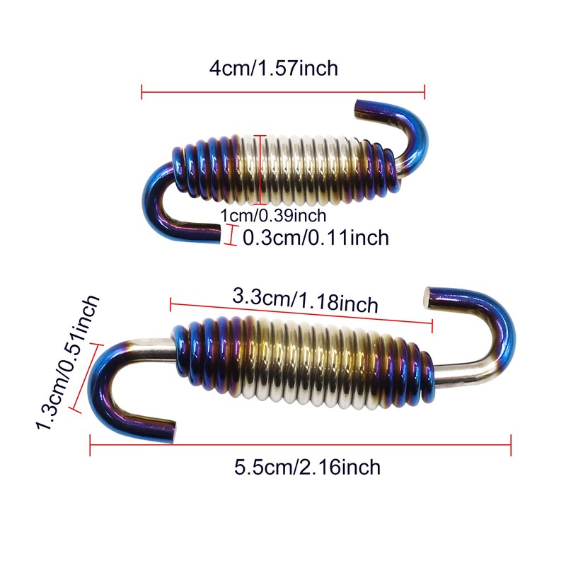 YnGia 2PCS 55mm Motorcycle Exhaust Pipe Spring, Universal Stainless Steel