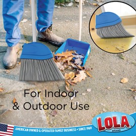 Angle Broom, 13" Wide Head, Large Style -Made w/Recycled Soda Bottle Bristles, and Lightweight Polished Aluminum 4 Piece Handle which Includes Swivel Hang Cap for Easy Storage -by LOLA, 1 Pack