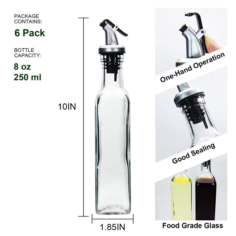 YEBODA 8oz Clear Glass Olive Oil Dispenser Bottles, and Vinegar