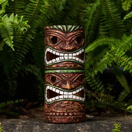 Yiosax Solar Tiki Statue Outdoor Decor-Garden Large Tiki Statue-Solar Totem Pole Tiki Bar Decoration for Lawn Patio Yard,10 Inch Tall