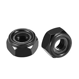 uxcell Hex Lock Nuts - M10 x 1.5mm Carbon Steel Nylon Insert Self-Locking Nuts for Fasteners, 10Pcs Black
