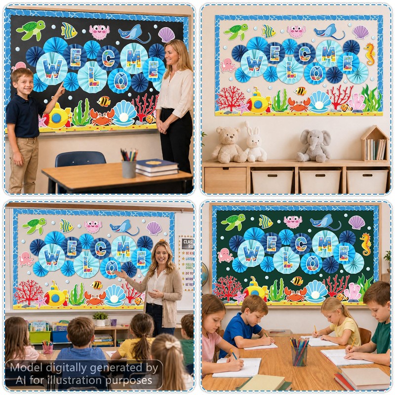 Welcome Back Bulletin Board Set with 3D Underwater World Classroom