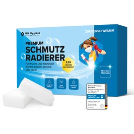 MM Hygiene® Schmutzradierer – 18 Stück Packung – Radierschwamm für weiße Wände, Schuhe und Böden – Robuster Zauberschwamm Magic Eraser für alle Arten von Flecken
