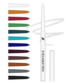 Glitter White Eyeliner Pencil, Matte Metallic Sparkle Gel Eye liner, Waterproof Smudge Proof Long-Lasting Waterline Eyeliner, Precision Retractable Shine Pen for Mature Women Girls Eye Makeup- #01