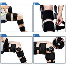 Rodillera articulada ajustable con bisagras para rehabilitación, rodilleras, soporte de fijación de articulaciones de rodilla, estabilizador de...    