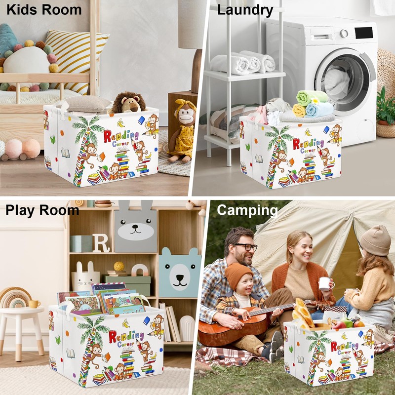 Clastyle Reading Corner School Classroom Book Basket with Handle 36L