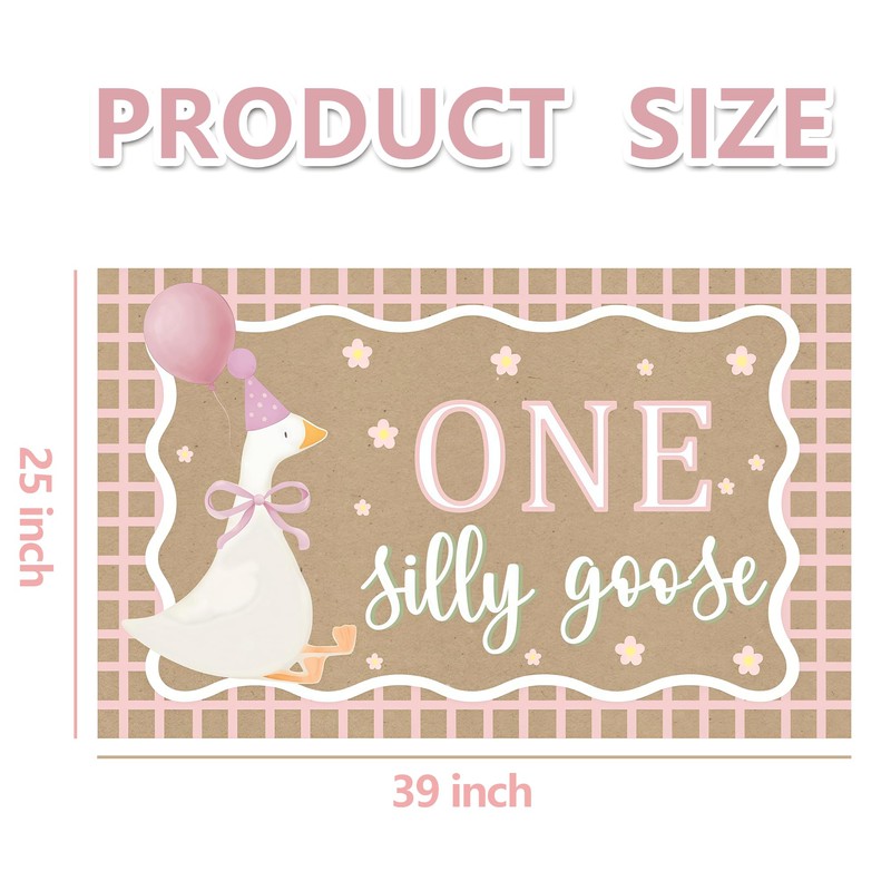 OPUHOHR Goose Pink Banner for One Silly Goose Birthday Decor