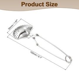 sourcing map 1 Pcs Seashell Snap Tea Ball Infuser with Handle, Loose Tea Steeper, Stainless Steel Tea Strainer for Brew Loose Leaf Tea, Silver
