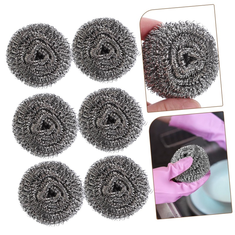 CHILDWEET 6PCS Stainless Steel Pot Scrubbers Reusable Steel Scrubber for