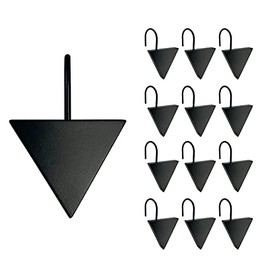 Sunlit Geometric Decorative Shower Curtain Hooks, Matt Triangle Geometric Black Shower Curtain Rings, Resin, Bathroom Decoration Boho Shower Curtain Hooks-12 Pack