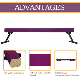 GBVUGY Adjustable&Foldable Gymnastics Balance Beam,6FT High-Low Level Floor Gymnastic Beam,No Tool Require, Gym Equipment for for Kids Children Girls Home Training