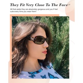 LVIOE Polarized Sunglasses for Women, Fashion Butterfly Decoration Driving Fishing-99.99% UV Protection