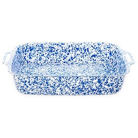 Enamelware Lasagna Pan, 15 x 9.5 inches, Blue/White Splatter