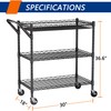 REGILLER 3 Tier Heavy Duty Rolling Utility Cart,18" D x