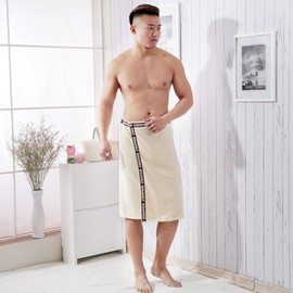 Saunakilt Men's Sauna Towels Soft Bath Towel Beach Towel Men Sauna Sarong Terry Cloth Kilt Short Cut Elastic Band Super Absorbent No Colour Loss Quick Drying