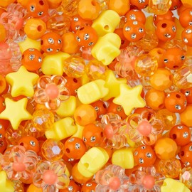 260pcs John Bead Assorted Orange Star Plastic Beads for DIY Craft Jewelry Bracelet Necklace Making