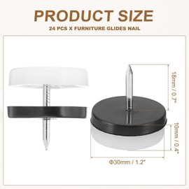 PATIKIL 1.2" Dia Chair Slides, 24 Pcs Nail on Furniture Glides Chair Leg Floor Protectors for Wooden Furniture, Table Feet, Carpet and Hardwood, White