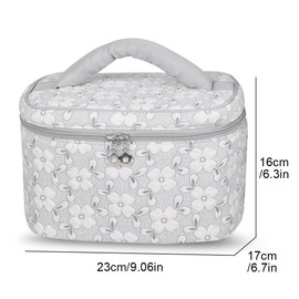 O-JIEYU Polyester Travel Makeup Bag with Transparent Elegant Brush Bag, Portable Handbag, Niche Cosmetics Storage Bag for Women (Gray)