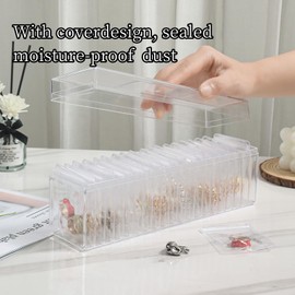Qiapu Acrylic Jewelry Box Organizer Clear Travel Earring Storage Box with 20 Pcs Jewelry Bags, Jewelry Case Clear (Medium Jewelry Box with Lid - 20 Bags)