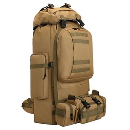 King'sGuard 100L Camping Hiking Backpack Molle Rucksack Military Camping BackpackingDaypack (Khaki-B)