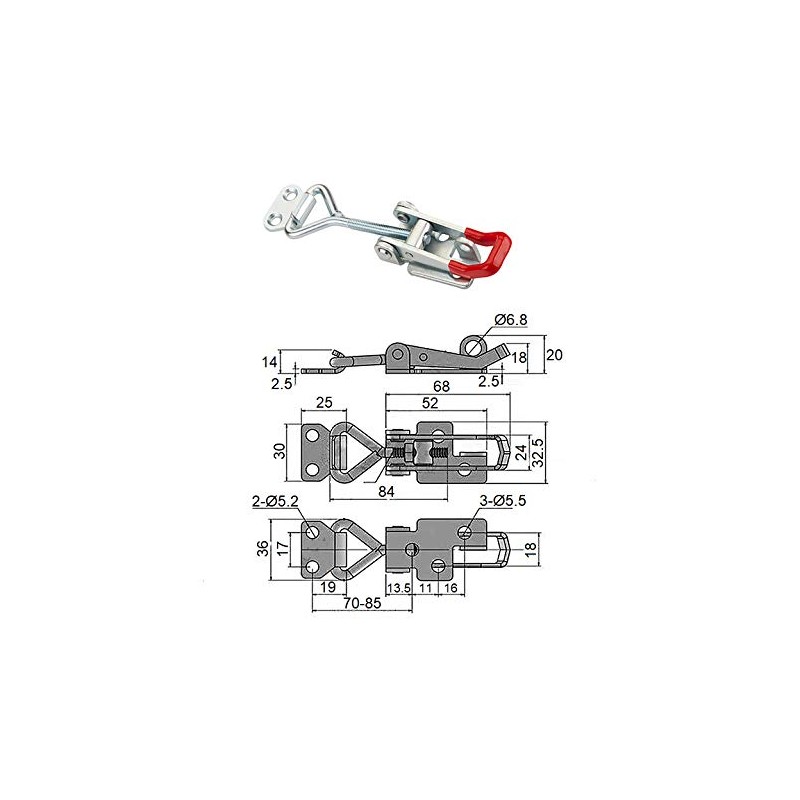 JUNKER Toggle Latch M6 (Holding Force 220 kg, Lockable) Galvanised