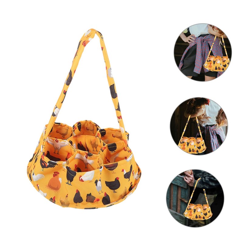 Ciieeo Egg Collecting Basket with 7 Pouches Sturdy Egg Gathering