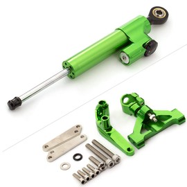 PROCNC Motorcycle CNC Aluminum Steering Damper Stabilizer Mounting Bracket Kit Fit for Kawasak.i Ninj.a ZZR1400 ZX14 2006-2012 Ninj.a ZX14R ZZR1400 2006-2020 (Green+Green)