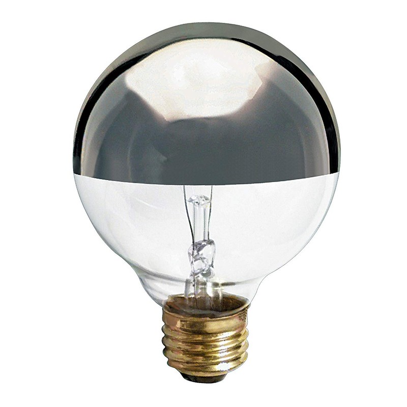 KOR (4 Pack) G25 Incandescent Light Bulb, Silver Half Chrome