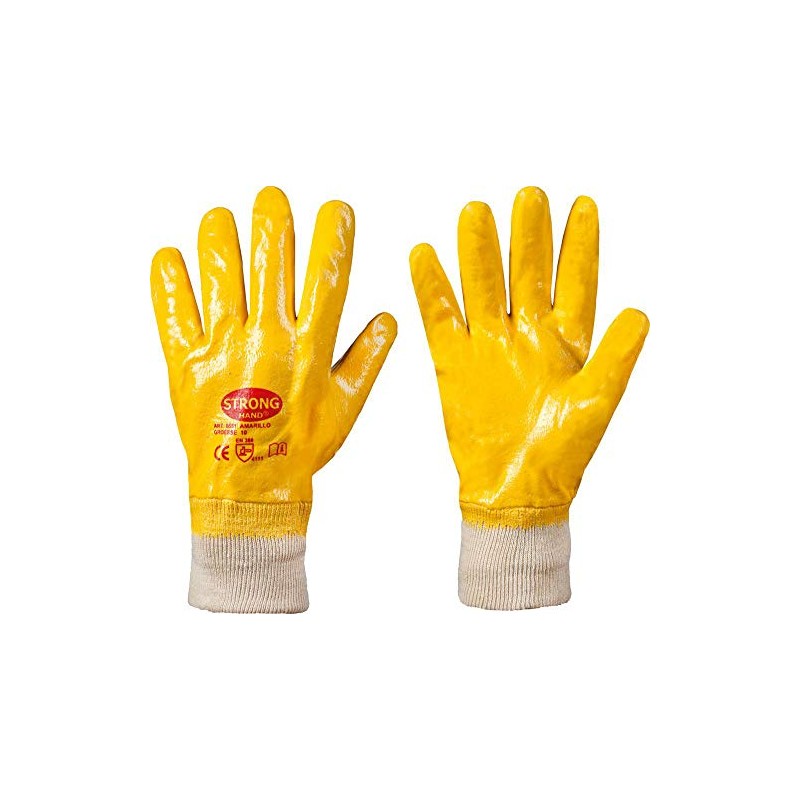 12 Pairs Of Nitrile Coated Gloves Strong Amarillo Hand *