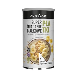 SUPER PROTEIN BREAKFAST mit Hafer, Reisflocken, Kollagen und Molke – Banane – 500 g (10 Portionen) – Reich an Ballaststoffen, Proteinen und Vitamin B1