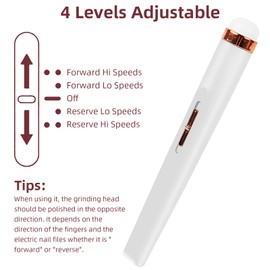 Electric Nail Files, ProChosen Portable 5 in 1 Nail Drill Polishing Machine Set with Light, Mini Electric Nail Drill Adjustable Speed File Giftsfor Nails for Beginner Girl Women (White)