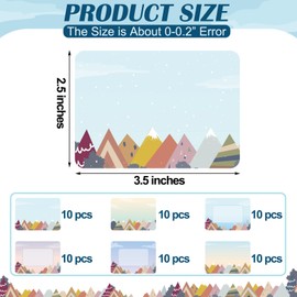 Humyoun 60 Pcs Moving Mountain Name Tags Self-Adhesive Name Tag Labels Mountain Themed Student Name Tag Label Stickers for School Office Classroom Back to School Decoration