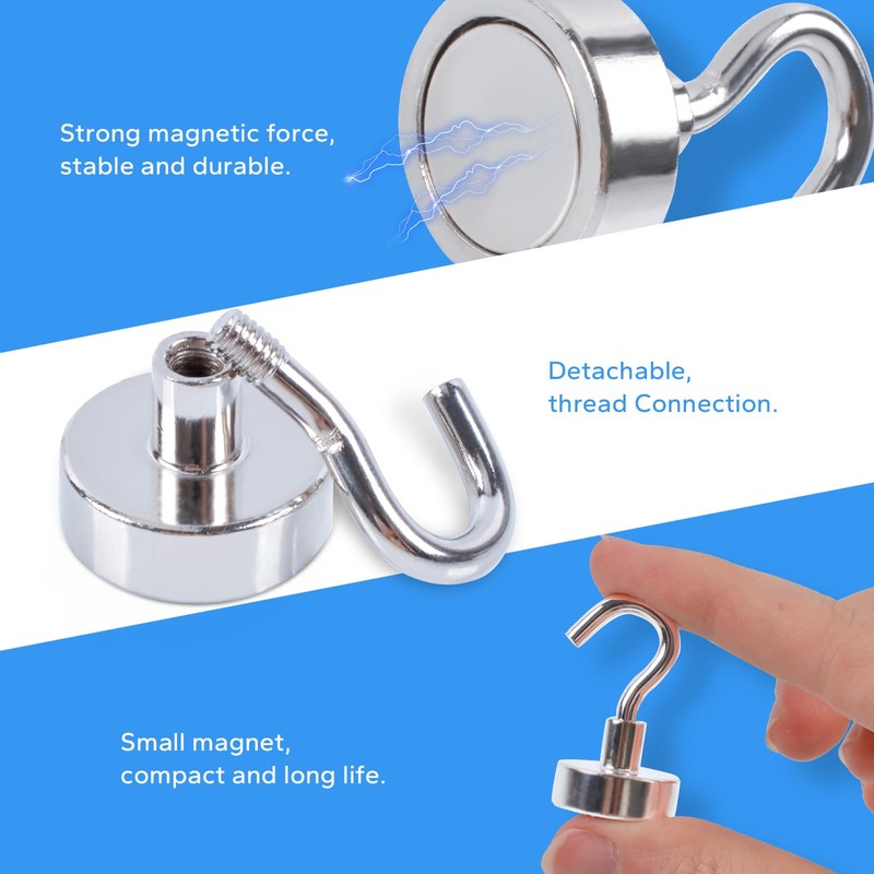Aenienoe Magnetic Hooks Heavy Duty 16mm 10PCS+20mm 10PCS Strong Magnet