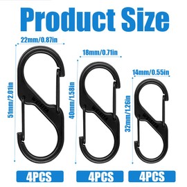 12S Carabiner Zipper Clip Backpack Suitcase Keychain Outdoor Two Tone Small Carabiner Hook Zipper Anti-theft Metal Double Carabiner